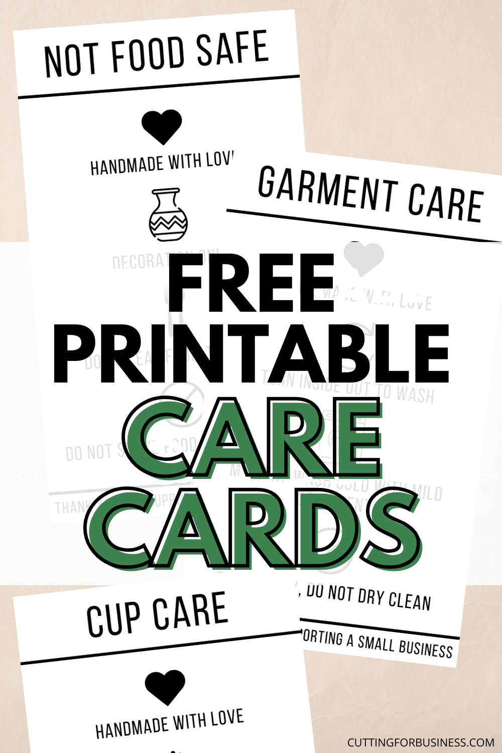 Free Printable Care Cards For Your Craft Business - Cutting For within Htv Care Instructions Printable Free