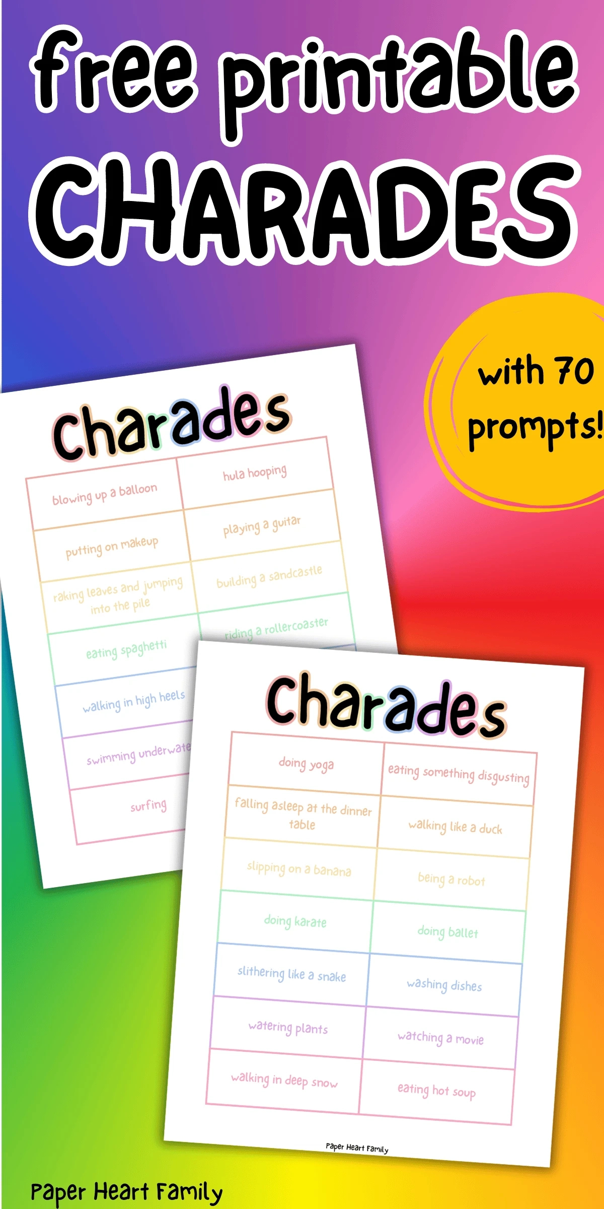 Free Printable Charades Game That&amp;#039;S Perfect For Kids Of All Ages within Free Printable Charades Cards With Pictures