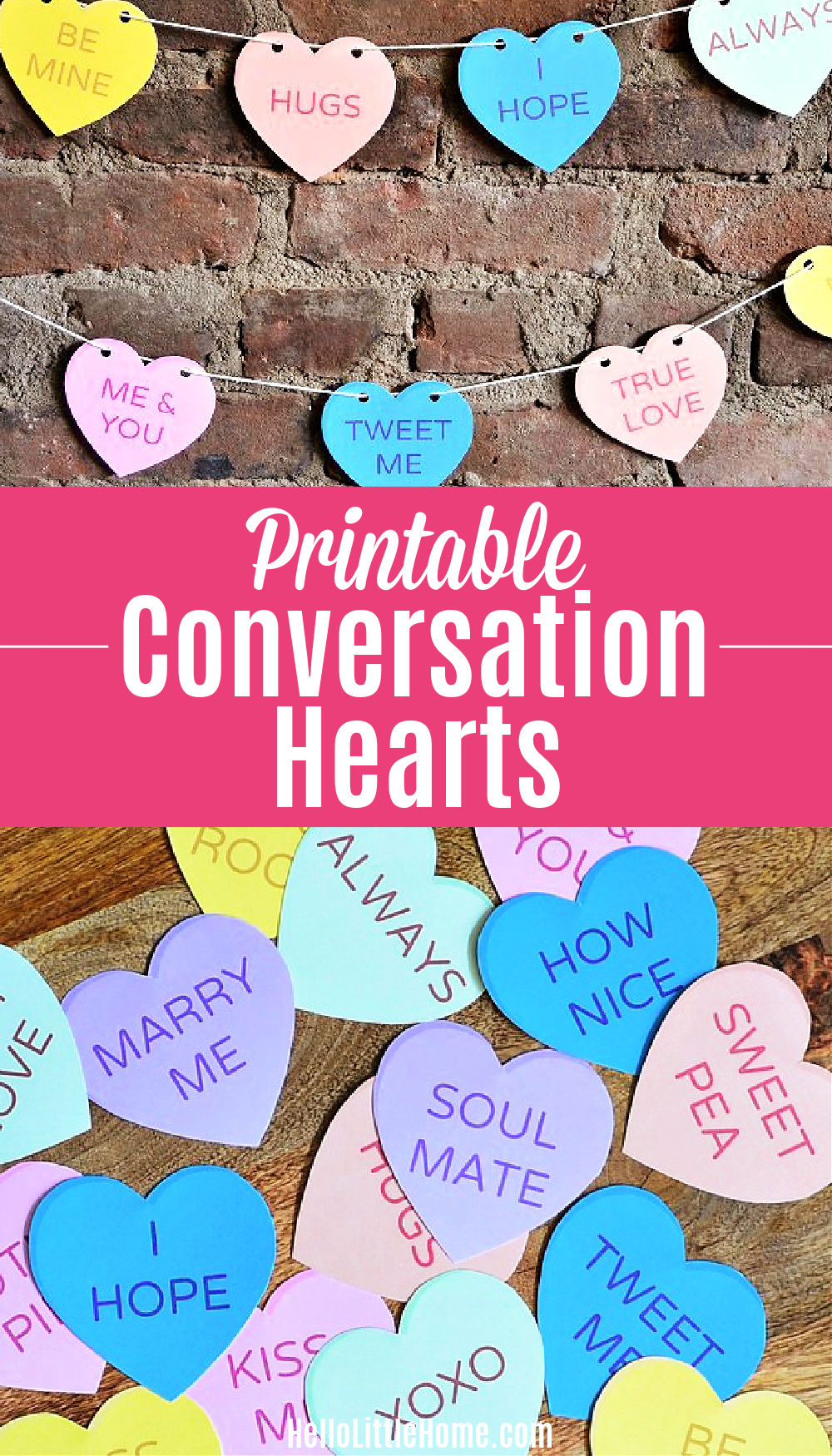Free Printable Conversation Hearts | Hello Little Home with Free Printable Conversation Hearts