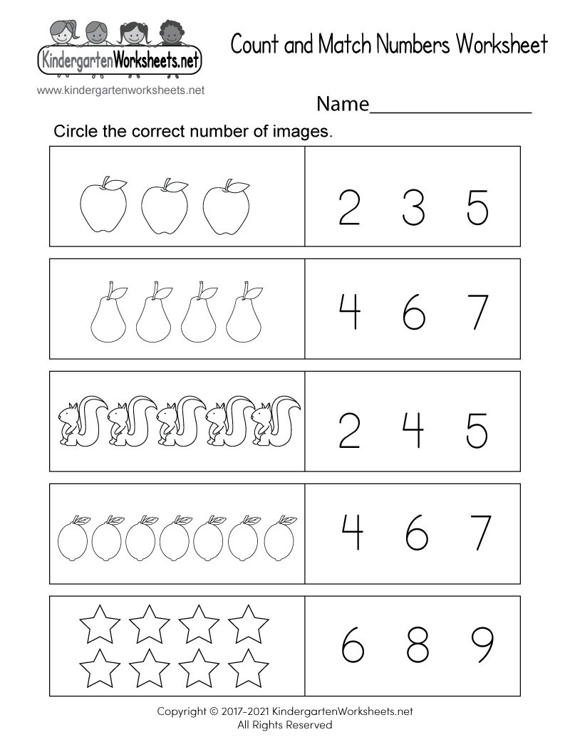 Free Printable Count And Match Numbers Worksheet regarding Count and Match Numbers Worksheet Printable