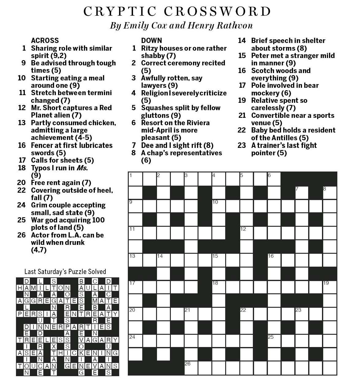 Free Printable Cryptic Crosswords - Printable Party Favors for Free Cryptic Crosswords Printable