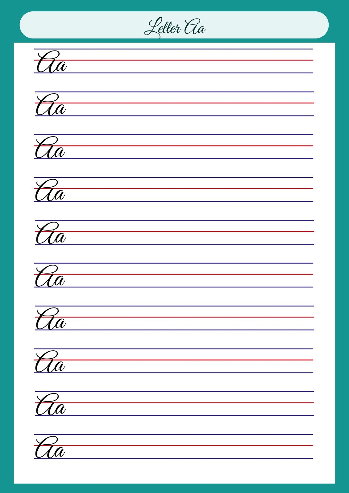 Free Printable Cursive Writing Worksheet Templates | Canva regarding Cursive Writing Worksheets Free Printable