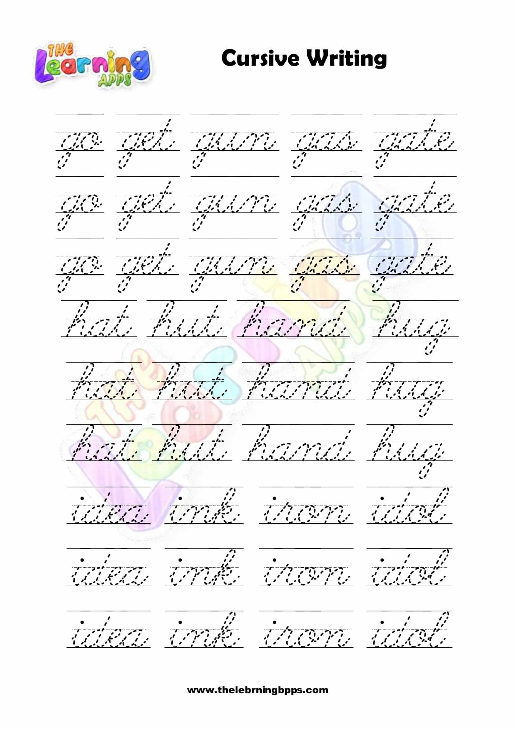 Free Printable Cursive Writing Worksheets - The Learning Apps throughout Cursive Writing Worksheets Free Printable