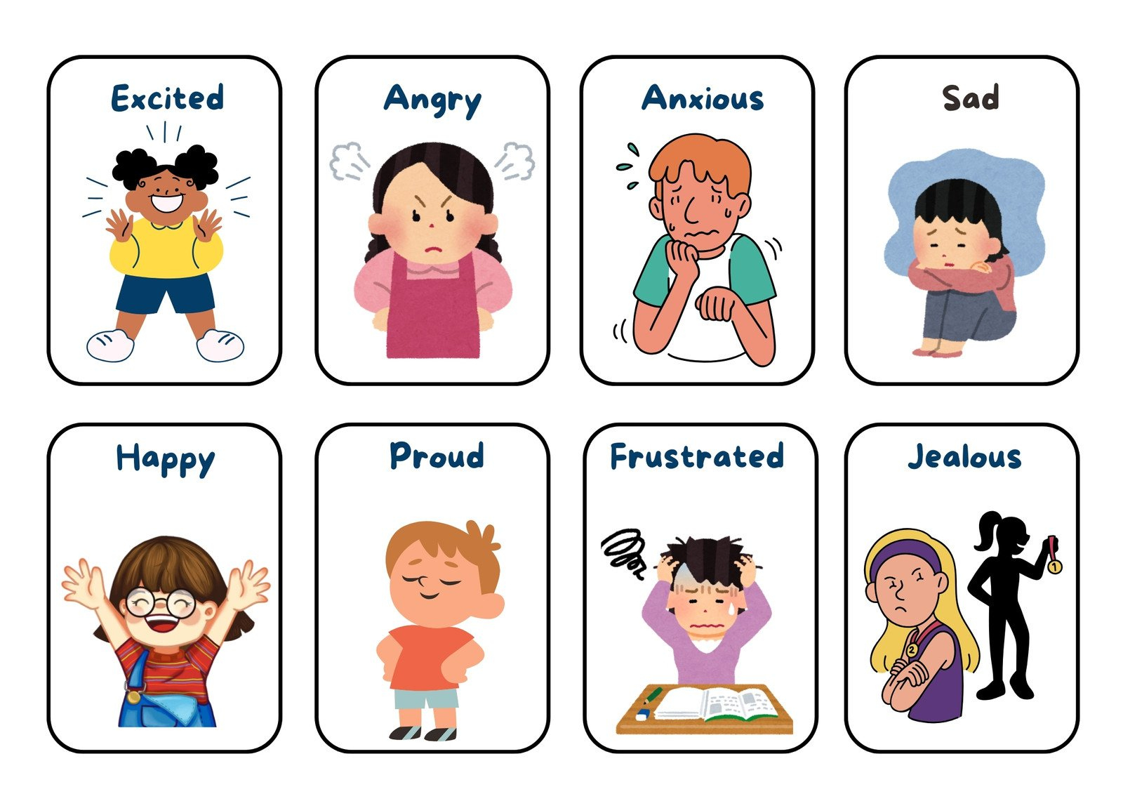 Free Printable Custom Emotions Flashcard Templates | Canva with Emotions Flashcards Free Printable