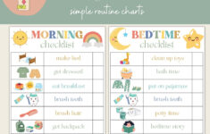 Free Printable Daily Schedule Charts 3 In 1 Bedtime/Morning/Daily regarding Free Morning Routine Printable