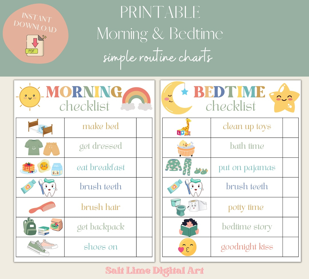 Free Printable Daily Schedule Charts 3 In 1 Bedtime/Morning/Daily regarding Free Morning Routine Printable