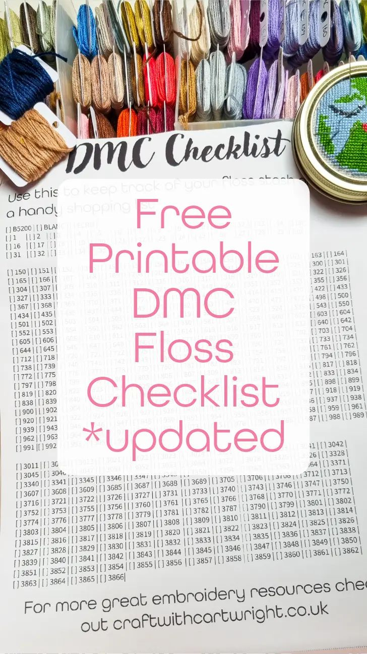 Free Printable Dmc Floss Checklist: Organise Your Thread Stash in Free Printable Dmc Floss Checklist