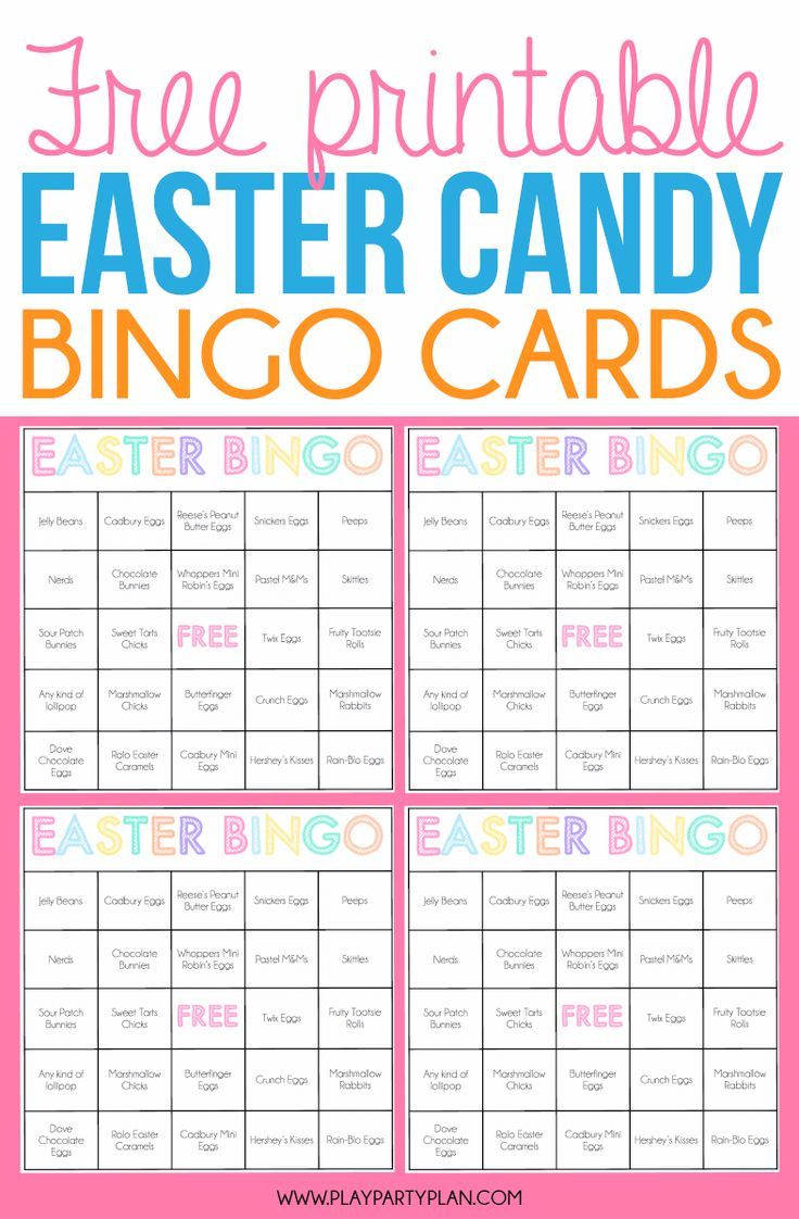 Free Printable Easter Bingo Cards For One Sweet Easter - Play with Free Printable Printable Easter Bingo Cards Family