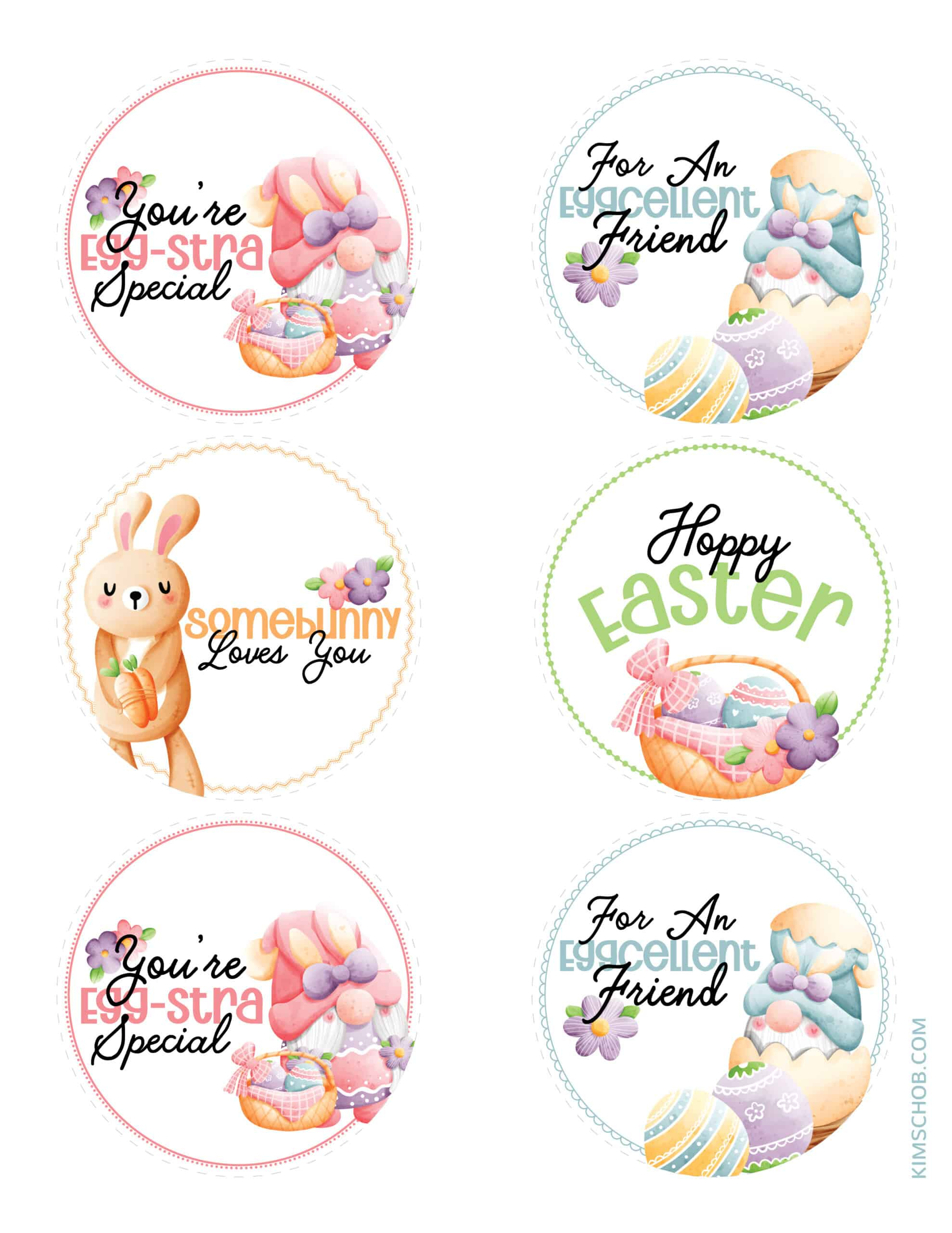 Free Printable Easter Gift Tags (Cute Bunny Designs) - Kim Schob pertaining to Free Easter Printables Tags