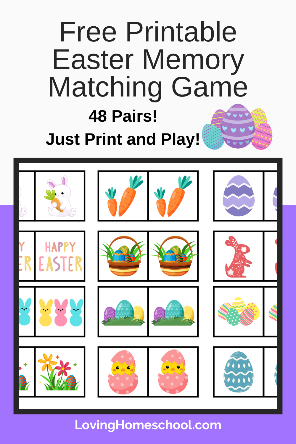 Free Printable Easter Memory Matching Game - Lovinghomeschool with Memory Game Free Printable
