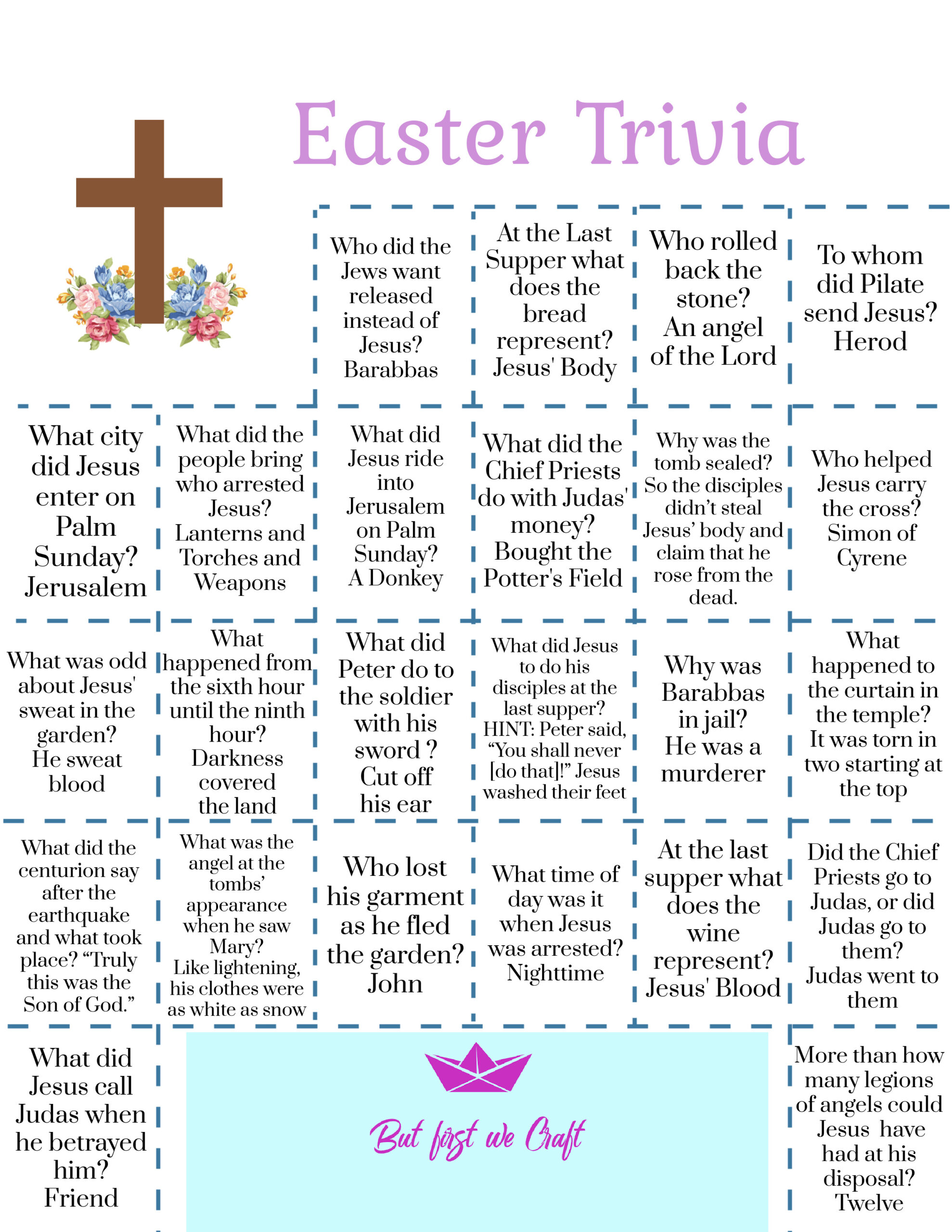 Free Printable Easter Trivia – But First We Craft intended for Easter Bible Trivia Questions and Answers Printable