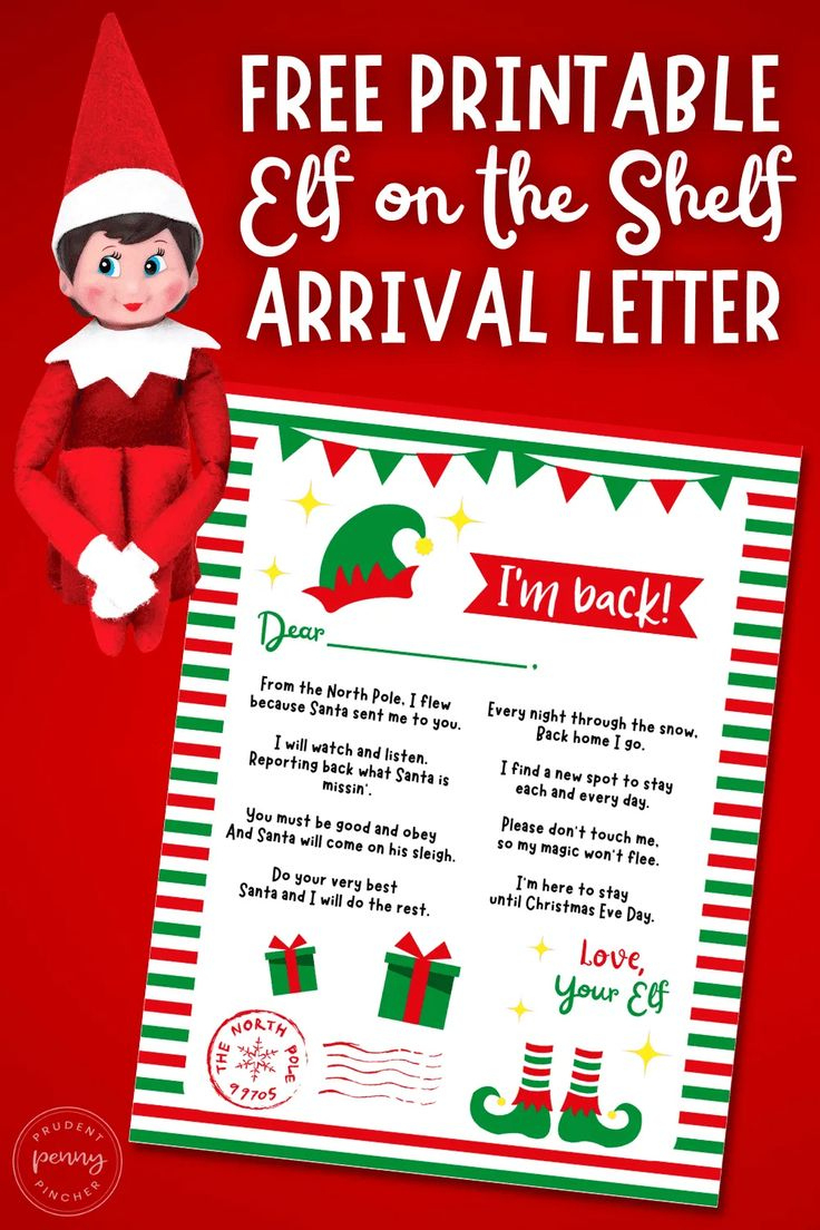 Free Printable Elf On The Shelf Arrival Letter for Elf On The Shelf Arrival Free Printables