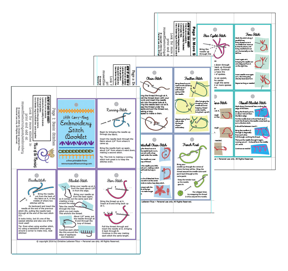Free Printable Embroidery Stitch Binder Ring Instruction Booklet inside Free Printable Embroidery Stitch Guide