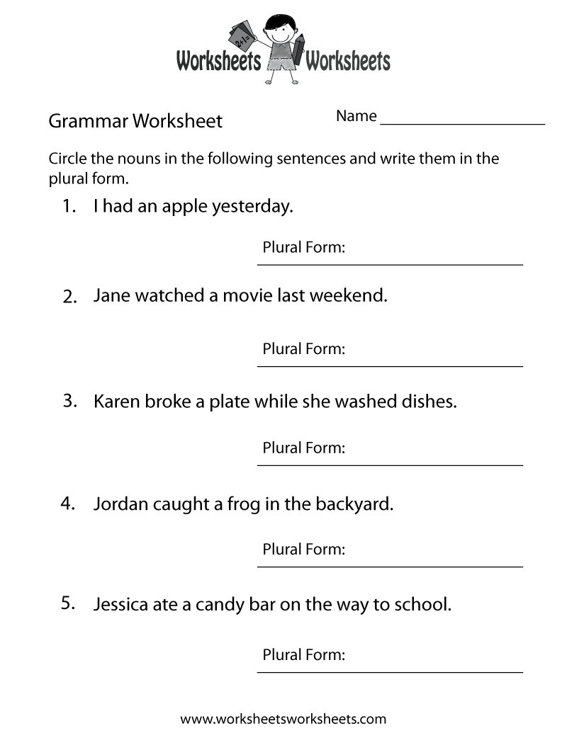 Free Printable English Grammar Worksheet - Worksheets Library for Printable Grammar Worksheets 6Th Grade Free