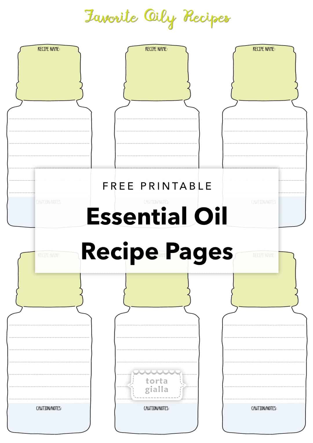 Free Printable - Essential Oil Recipe Pages - Tortagialla regarding Free Essential Oil Notebook Printables