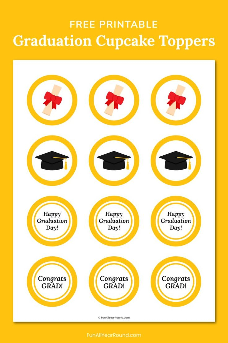 Free Printable Graduation Cupcake Toppers with regard to Printable Graduation Cupcake Toppers