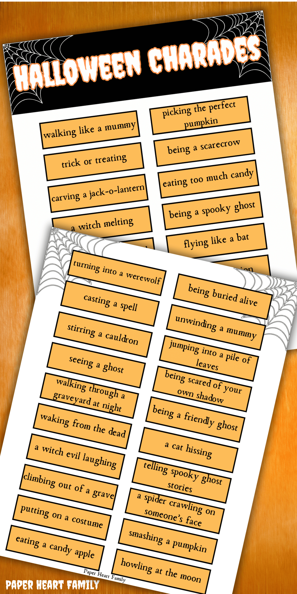 Free Printable Halloween Charades Game For All Ages inside Halloween Charades Free Printable