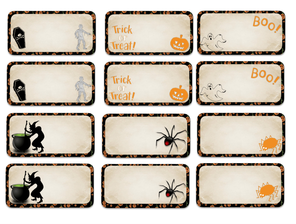 Free Printable Halloween Labels: Multiple Sizes, Multiple Designs for Halloween Food Labels Printable