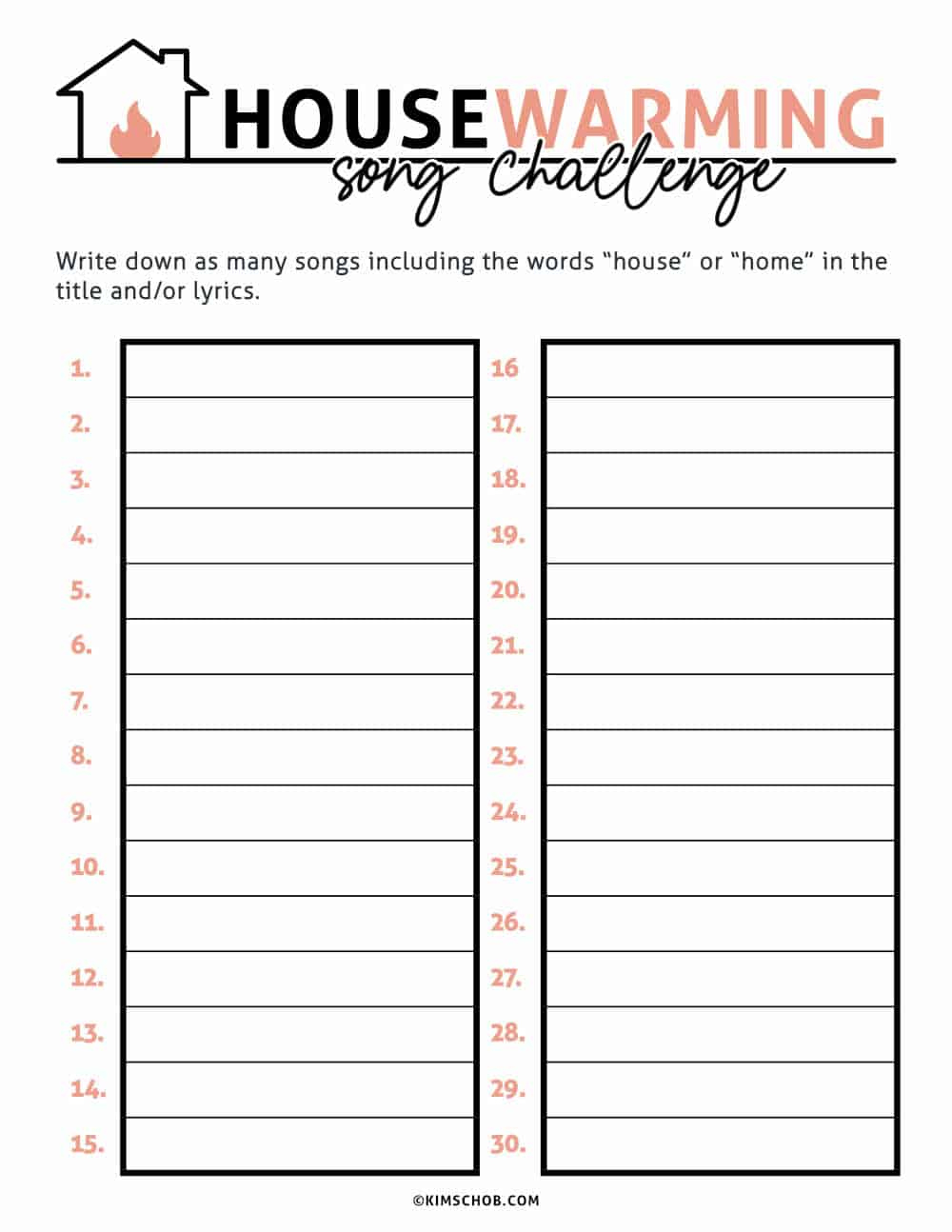 Free Printable Housewarming Games - Kim Schob with Housewarming Game Free Printables