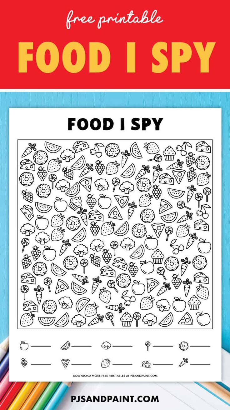 Free Printable I Spy Game – Food Themed I Spy inside I Spy Food Printable