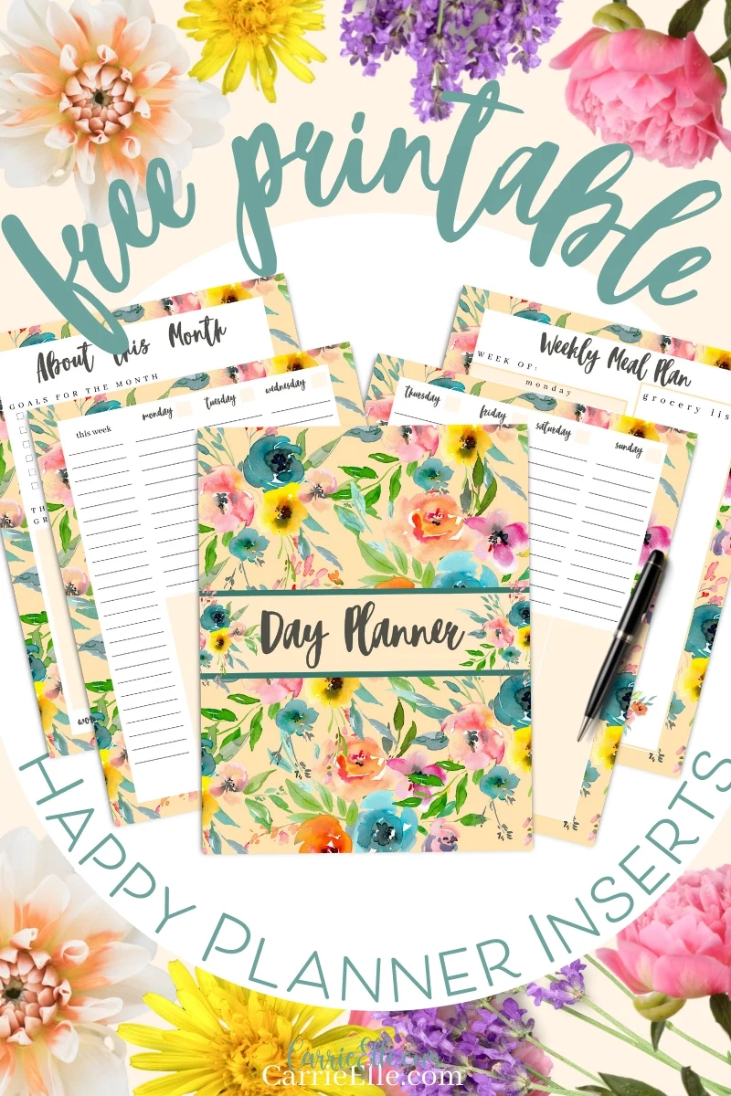 Free Printable Inserts For Happy Planner - Floral Pastel - Carrie Elle pertaining to Free Printable Happy Planner Inserts