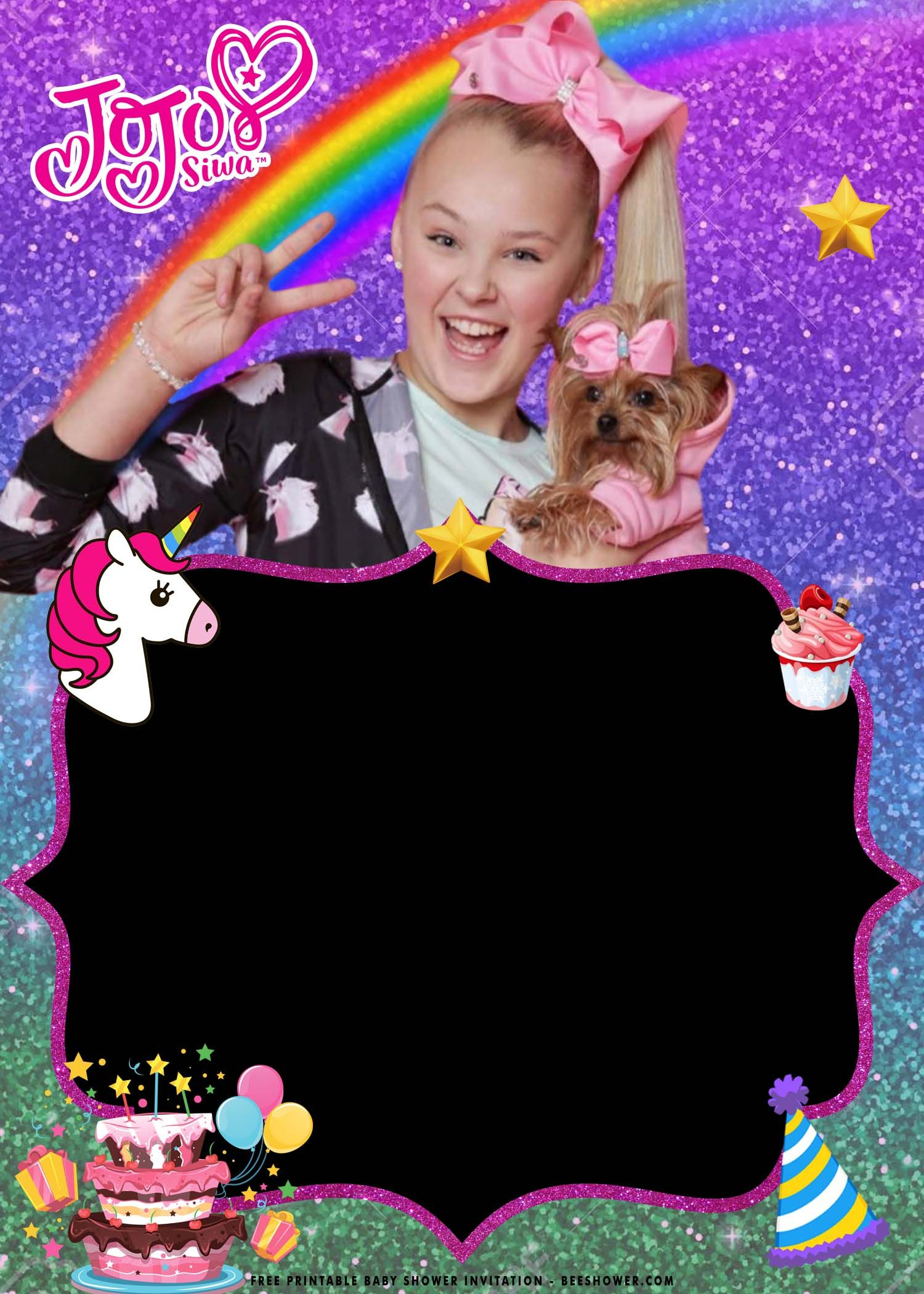 Free Printable) - Jojo Siwa Baby Shower Invitation Templates in Free Jojo Siwa Printables
