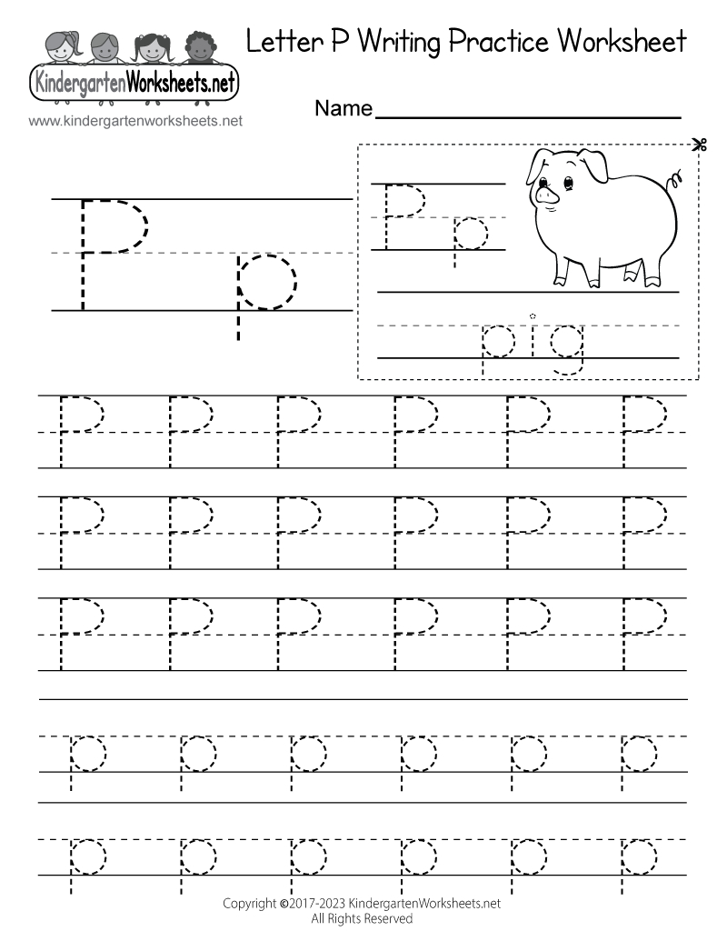 Free Printable Letter P Writing Practice Worksheet regarding Free Printable Writing Practice Worksheets