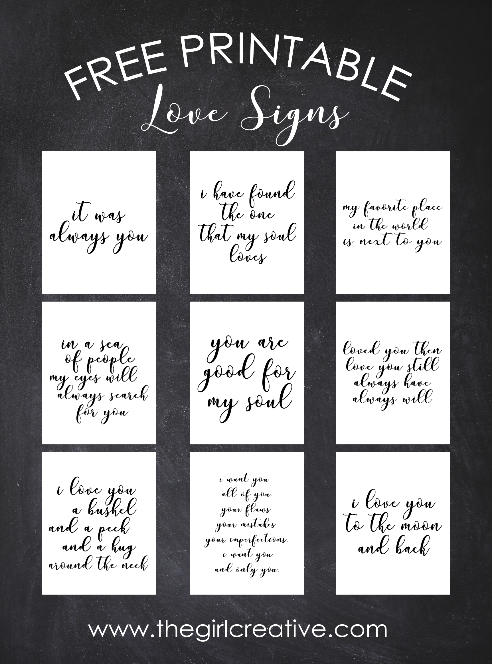 Free Printable Love Signs - The Girl Creative inside Free Printable Love Quotes