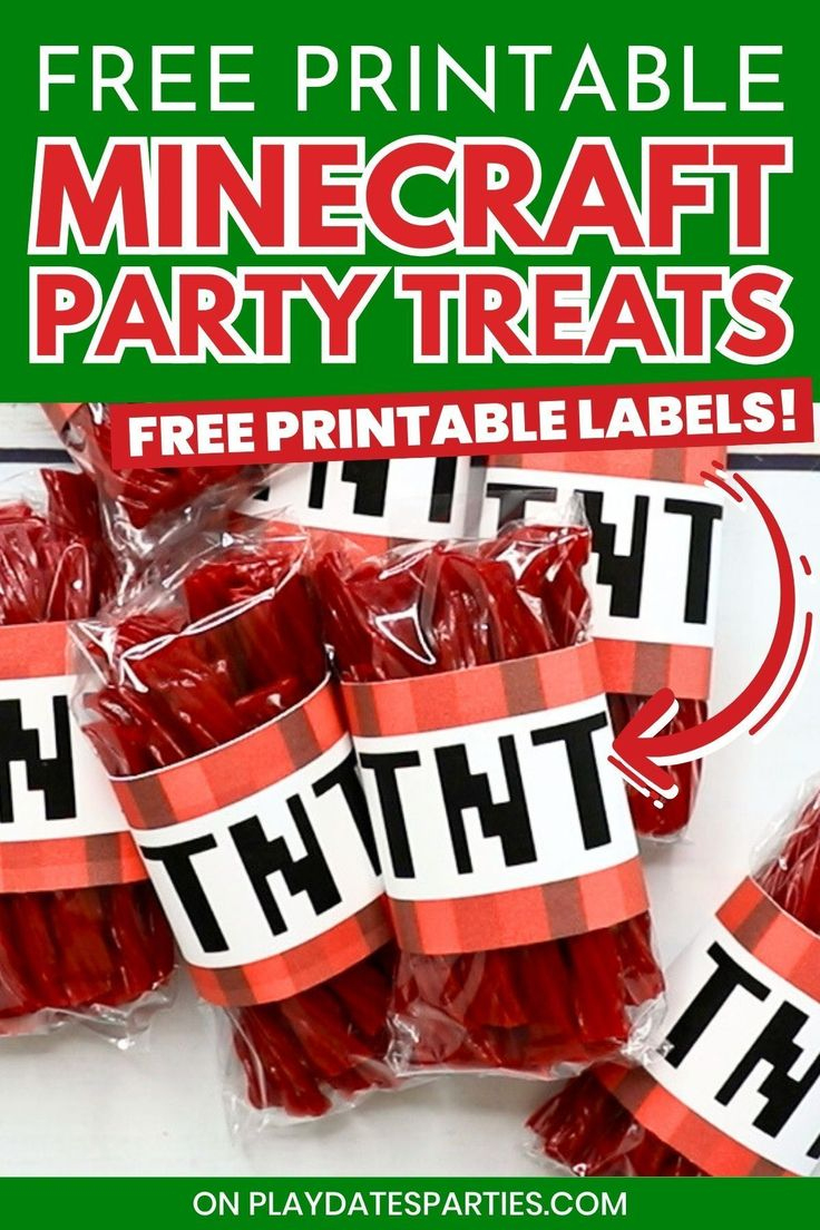 Free Printable Minecraft Tnt Party Treats Labels in Minecraft Tnt Labels Free Printable