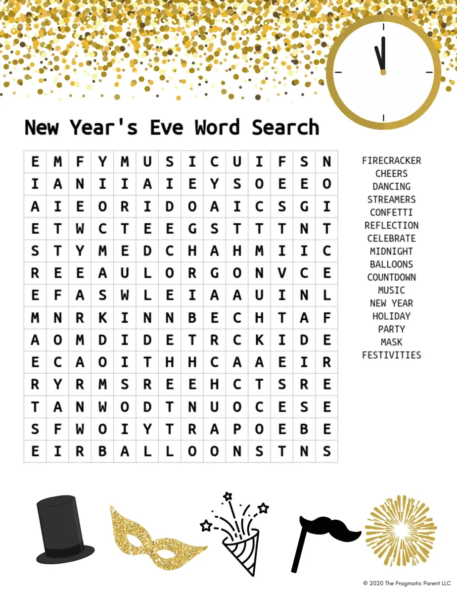 Free Printable) New Years Kid&amp;#039;S Activity Word Search for Free Printable New Years Word Search