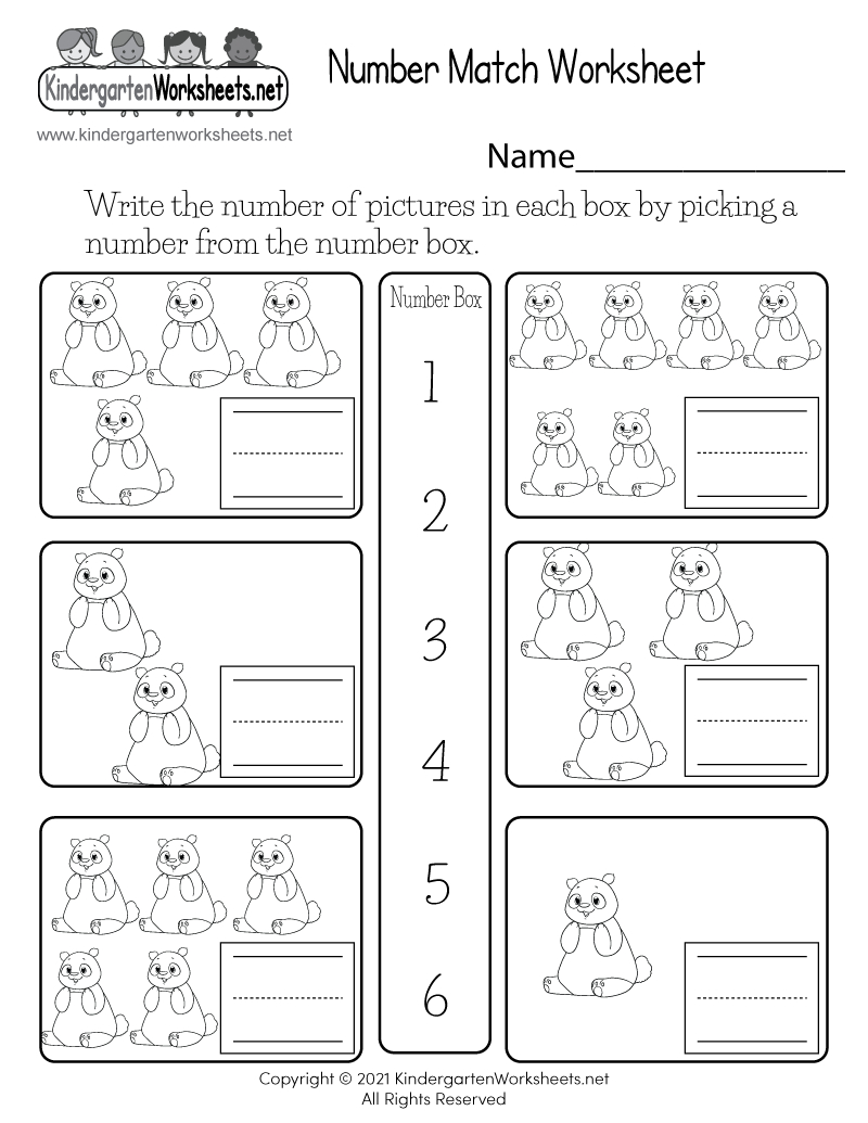 Free Printable Number Match Worksheet inside Number Match Worksheet Printable