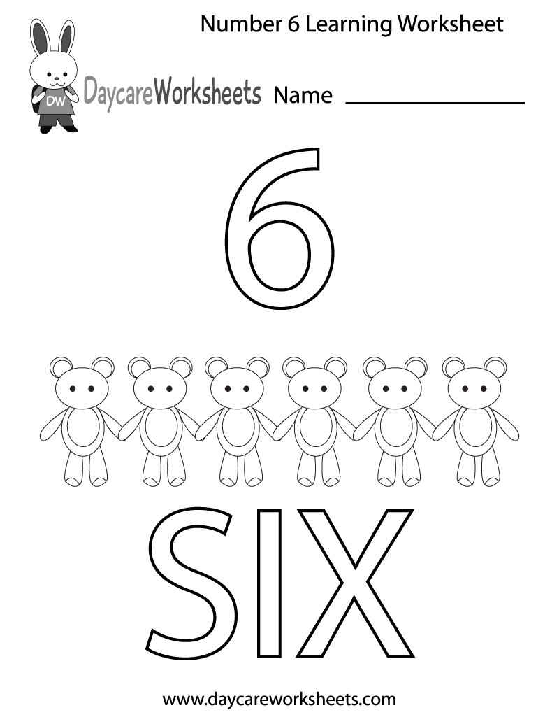 Free Printable Number Six Learning Worksheet For Preschool regarding Number Six Worksheet Printable