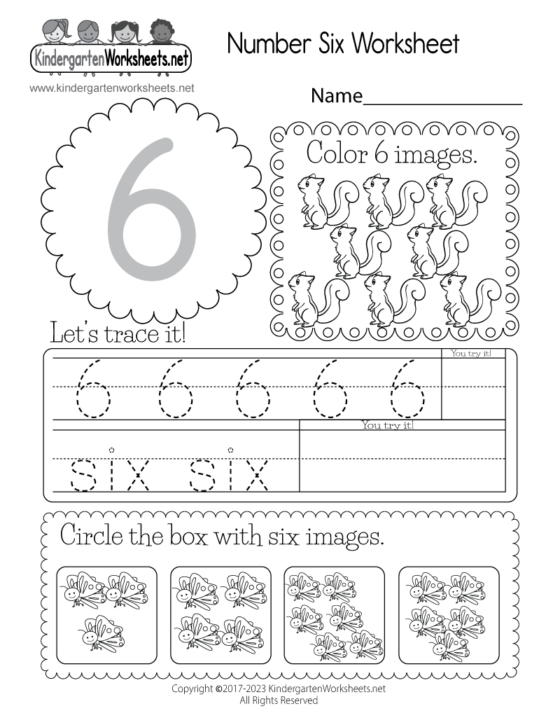Free Printable Number Six Worksheet throughout Number Six Worksheet Printable