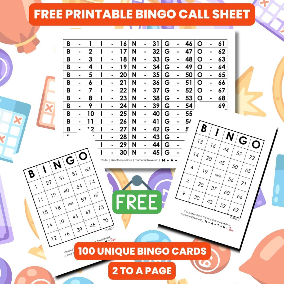 Free Printable Pdf Bingo Cards And Call Sheet (1-75) for Free Printable Bingo Cards 1 75
