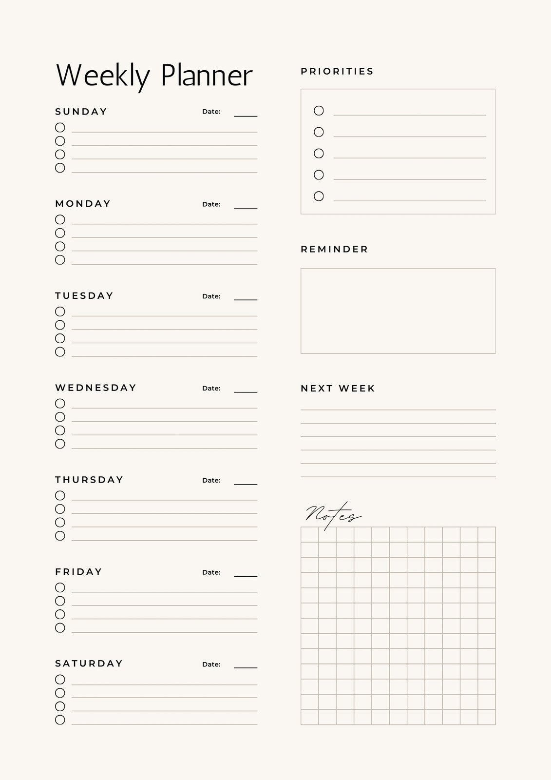 Free, Printable Planner Templates To Customize | Canva with regard to A5 Planner Free Printables