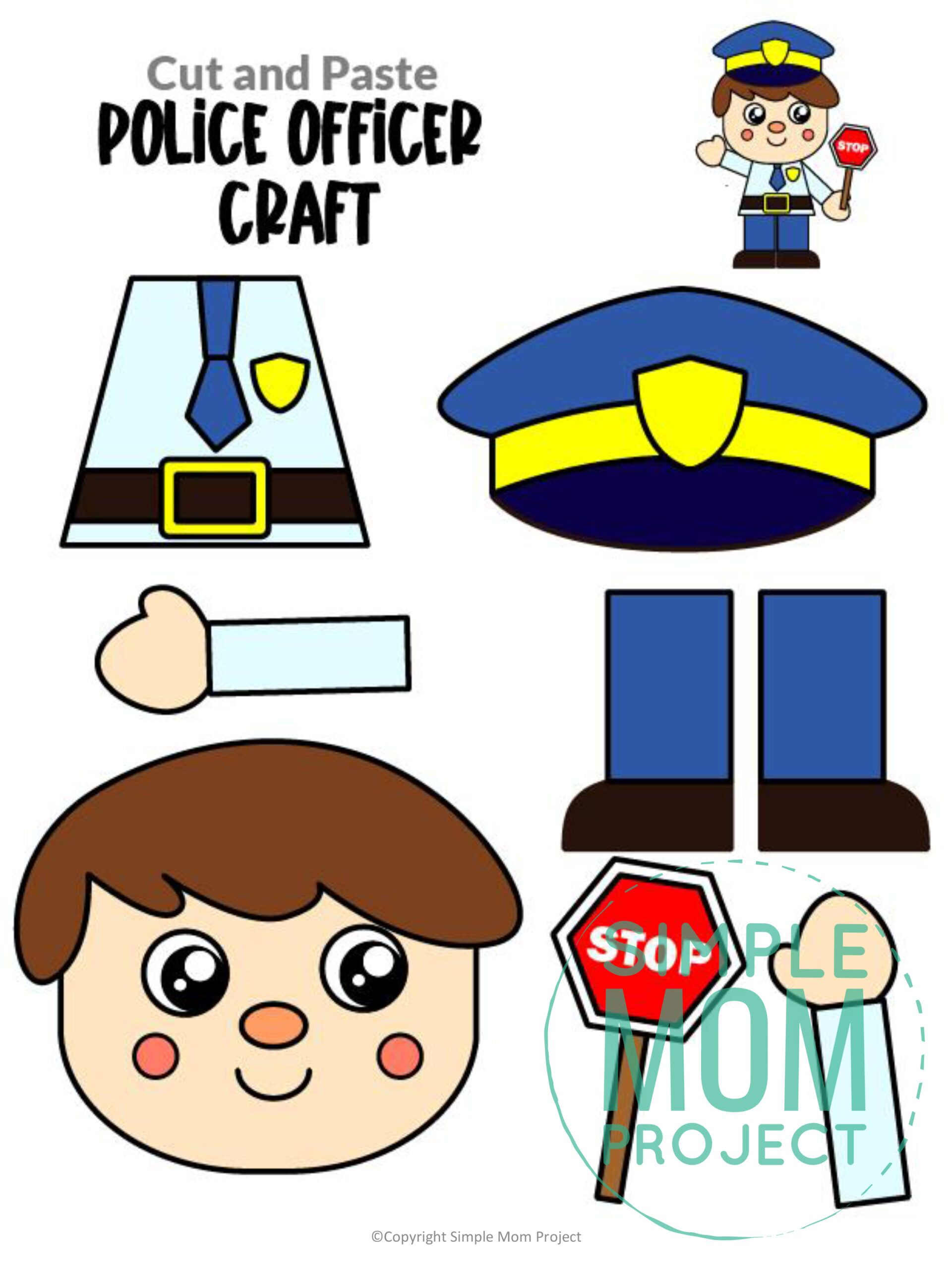 Free Printable Police Officer Craft Template – Simple Mom Project in Free Printable Preschool Police Officer Worksheets