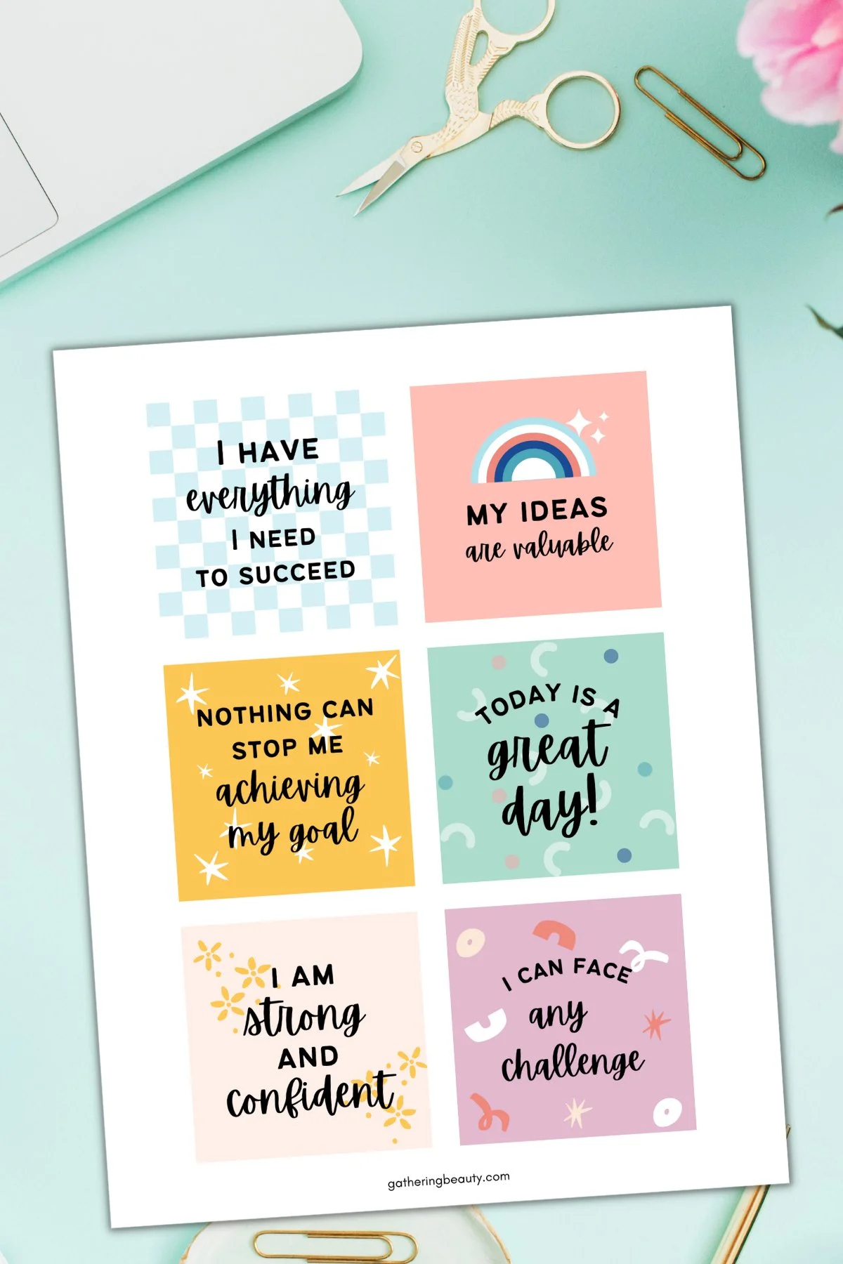 Free Printable Positive Affirmation Cards — Gathering Beauty within Affirmation Cards Free Printable