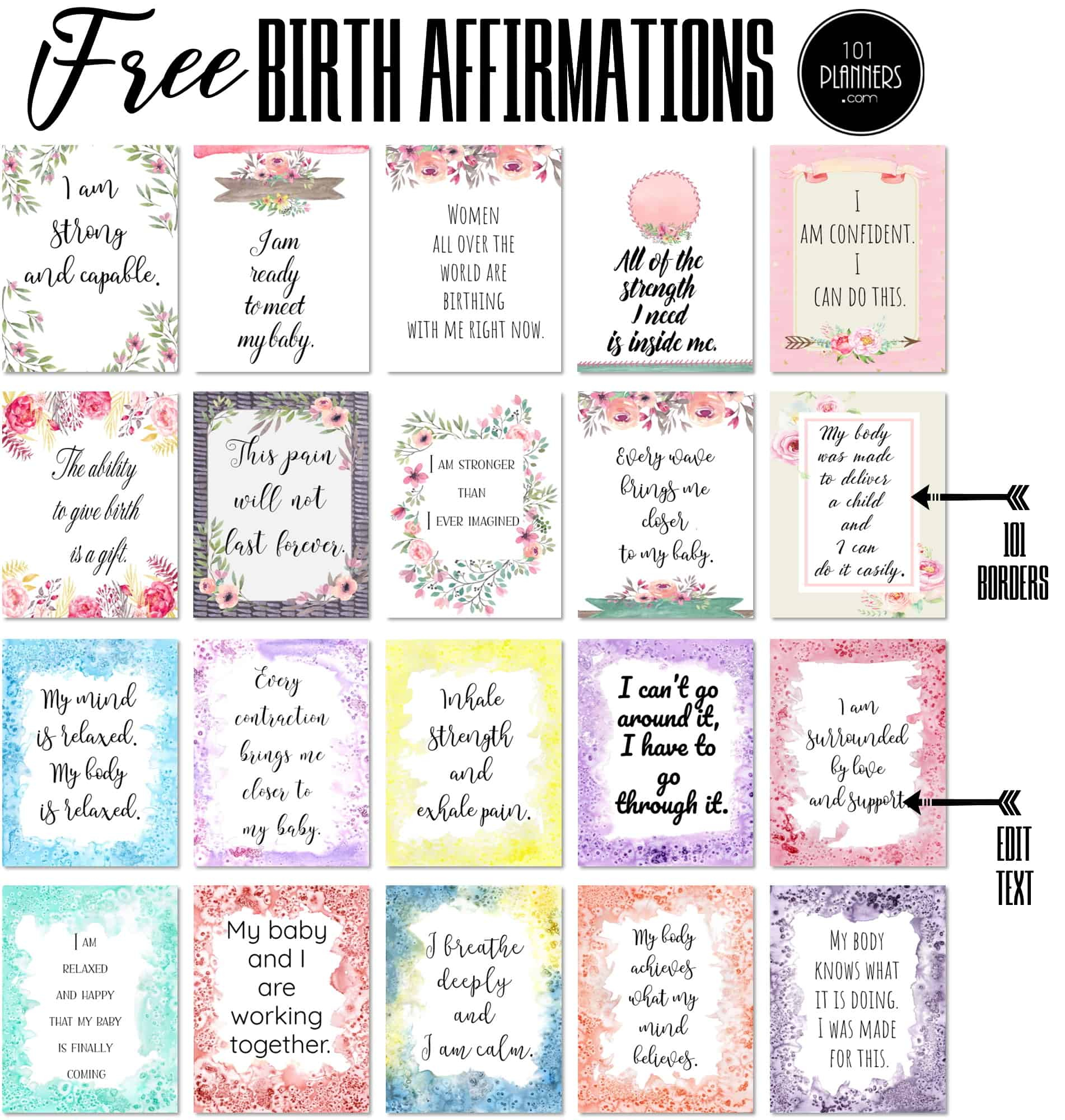 Free Printable Positive Birth Affirmations | 30 Affirmation Cards regarding Free Printable Birth Affirmations