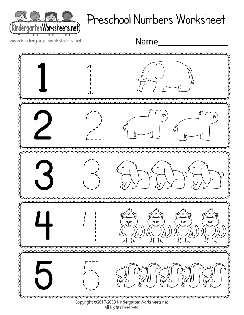 Free Printable Preschool Numbers Worksheet throughout Preschool Numbers Worksheet Printable