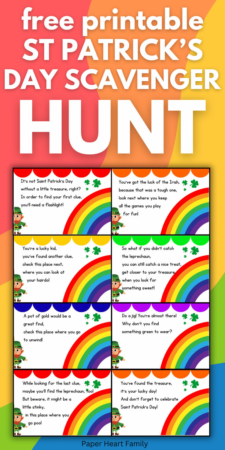 Free Printable Saint Patrick&amp;#039;S Day Scavenger Hunt throughout Leprechaun Scavenger Hunt Free Printable