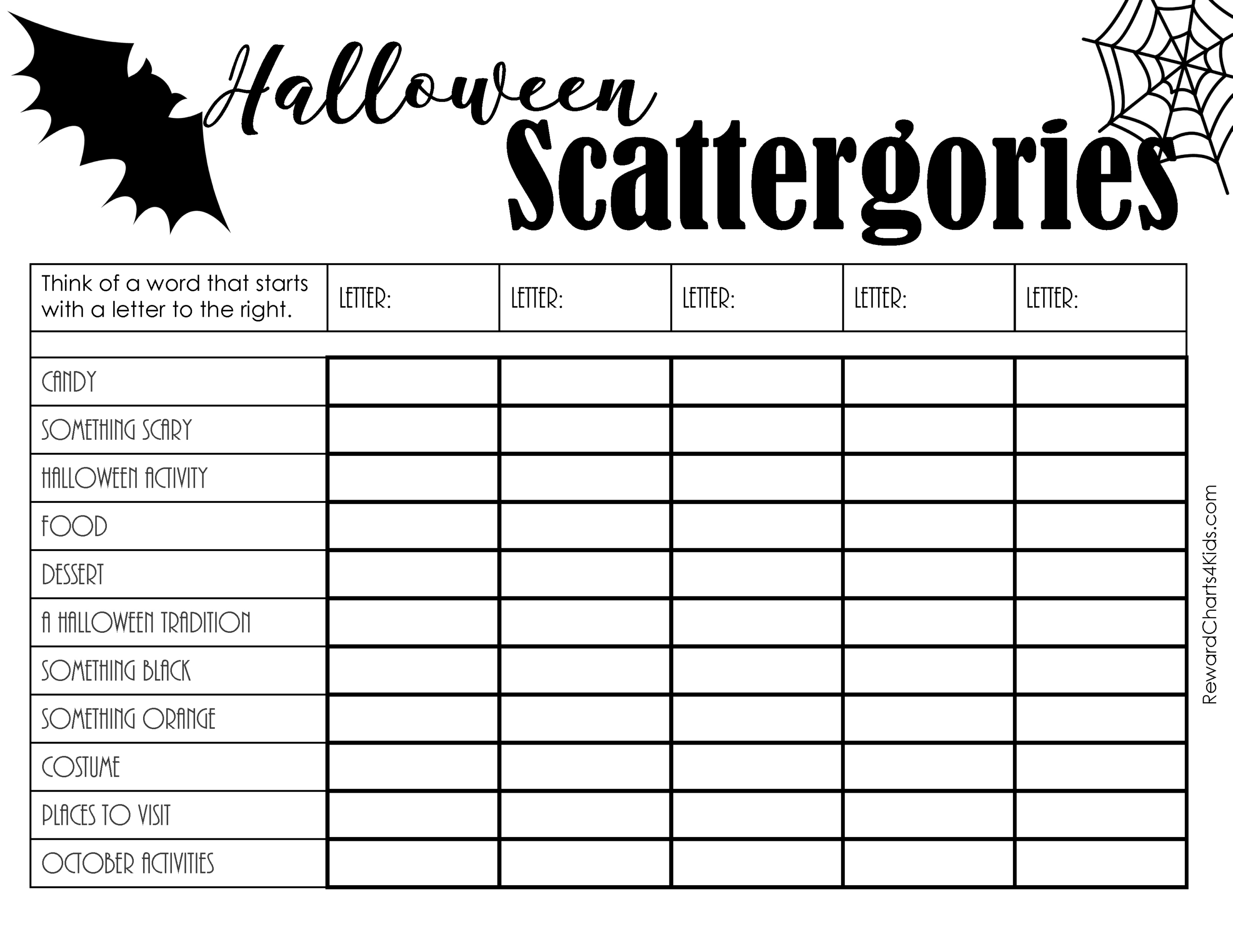 Free Printable Scattergories Lists | Instant Download throughout Free Printable Scattergories Printable Sheets