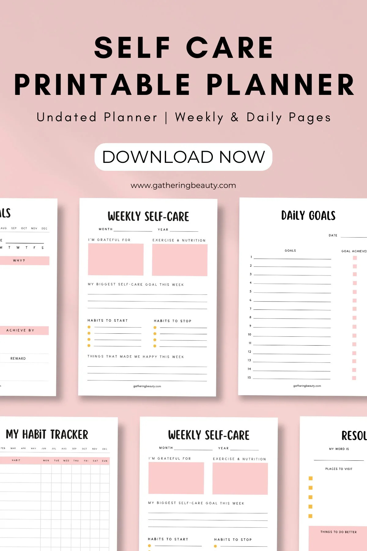 Free Printable Self Care Planner — Gathering Beauty within Free Printable Self Care Journal