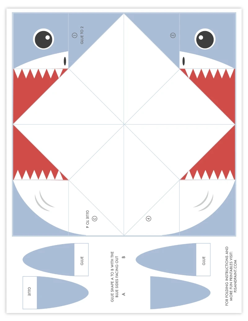 Free Printable Shark Cootie Catcher - Pjs And Paint inside Free Printable Animal Cootie Catcher Template
