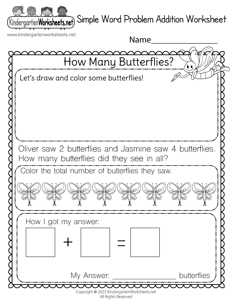 Free Printable Simple Word Problem Addition Worksheet intended for Simple Word Problem Addition Worksheet