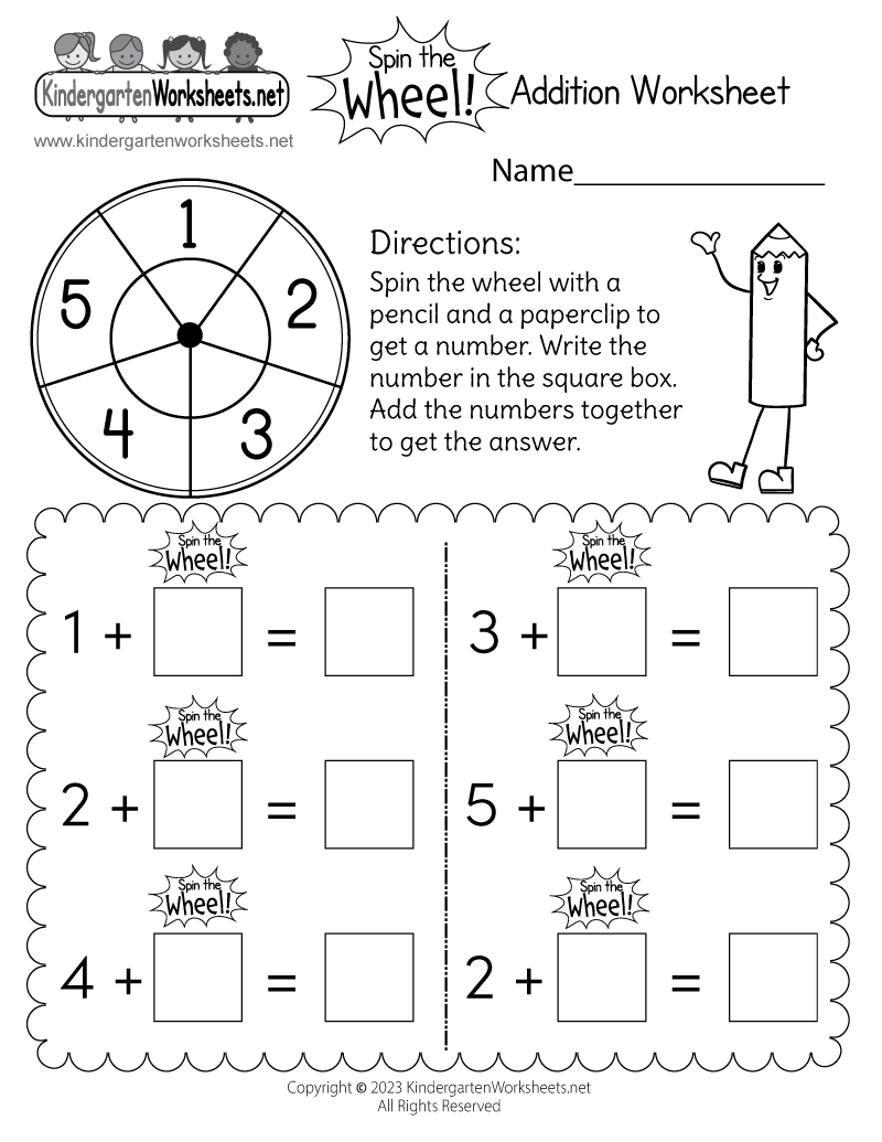 Free Printable Spin The Wheel Addition Worksheet for Spin The Wheel Addition Worksheet