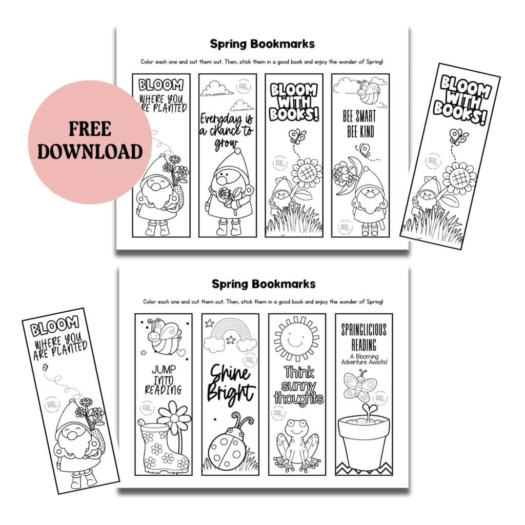 Free Printable Spring Bookmarks - Printable Party Favors inside Spring Bookmarks Free Printable