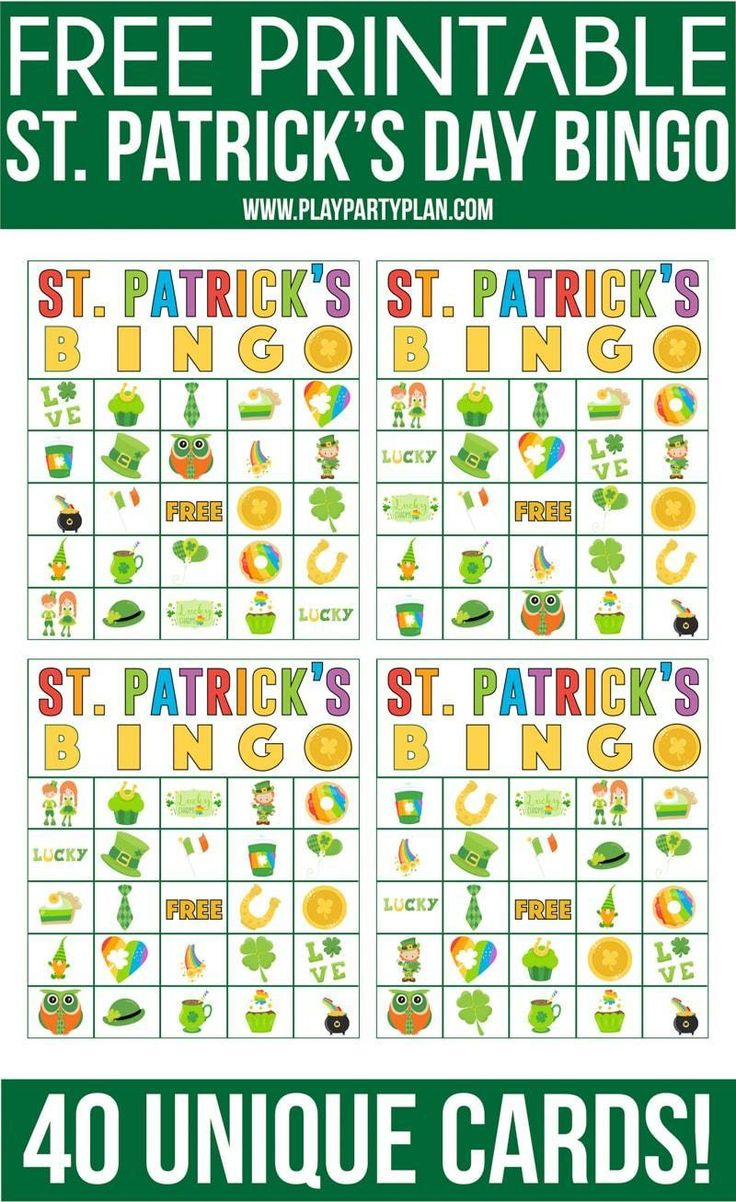 Free Printable St. Patrick&amp;#039;S Day Bingo Game - Play Party Plan in Free St Patrick&amp;#039;S Day Bingo Cards