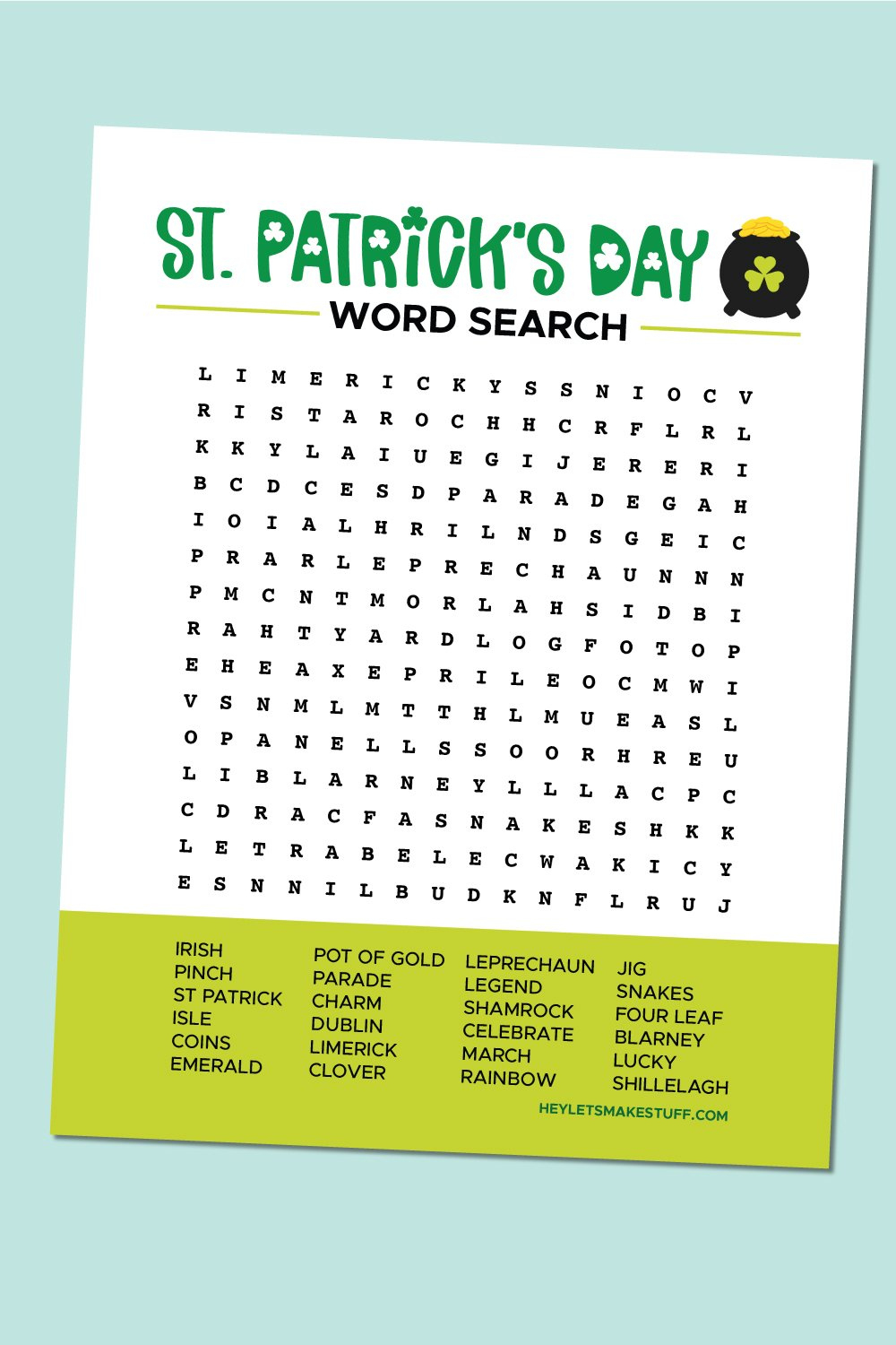 Free Printable St. Patrick&amp;#039;S Day Word Search - Hey, Let&amp;#039;S Make Stuff throughout Free Printable St Patrick&amp;#039;S Day Word Search