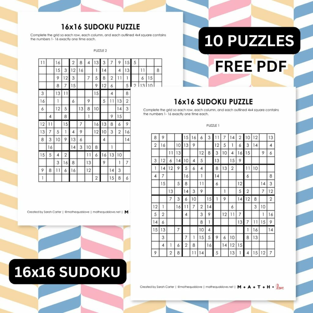 Free Printable Sudoku Puzzles (Pdf Downloads) in Printable 16x16 Sudoku Puzzles Free