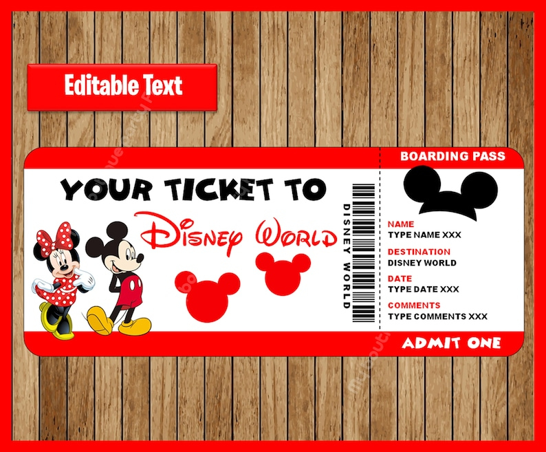 Free Printable Surprise Disney Tickets with Free Printable Disney Boarding Pass